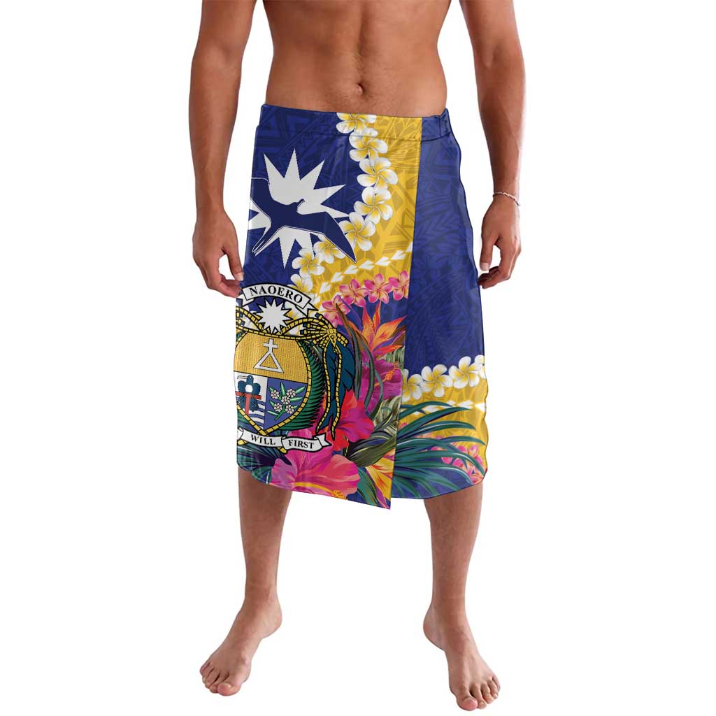 Nauru Independence Day Lavalava Coat Of Arms With Tropical Flowers