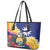 Nauru Independence Day Leather Tote Bag Coat Of Arms With Tropical Flowers