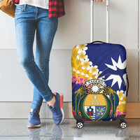 Nauru Independence Day Luggage Cover Coat Of Arms With Tropical Flowers