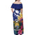 Nauru Independence Day Off Shoulder Maxi Dress Coat Of Arms With Tropical Flowers