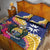 Nauru Independence Day Quilt Bed Set Coat Of Arms With Tropical Flowers