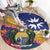 Nauru Independence Day Round Carpet Coat Of Arms With Tropical Flowers