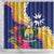 Nauru Independence Day Shower Curtain Coat Of Arms With Tropical Flowers