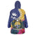 Nauru Independence Day Wearable Blanket Hoodie Coat Of Arms With Tropical Flowers