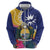 Nauru Independence Day Zip Hoodie Coat Of Arms With Tropical Flowers