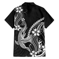Black Aloha Hawaii Family Matching Off Shoulder Maxi Dress and Hawaiian Shirt Polynesian Shark Tattoo With Plumeria LT14 - Polynesian Pride