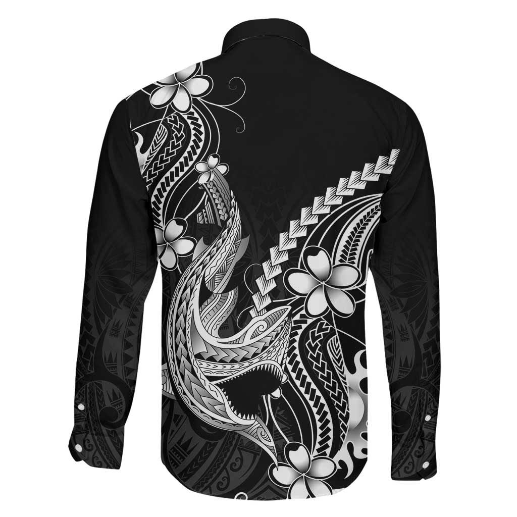 Black Aloha Hawaii Family Matching Short Sleeve Bodycon Dress and Hawaiian Shirt Polynesian Shark Tattoo With Plumeria LT14 - Polynesian Pride