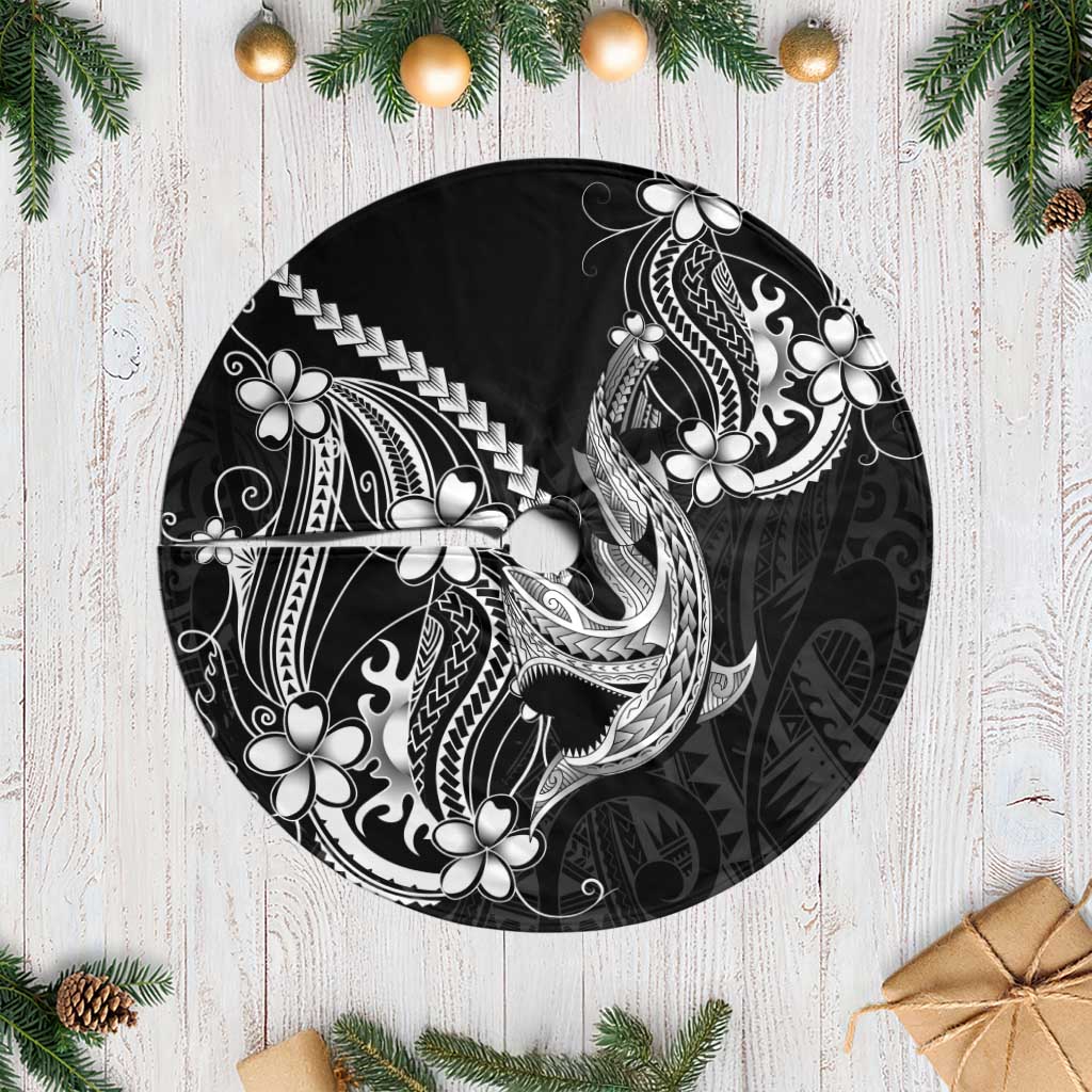 Black Aloha Hawaii Tree Skirt Polynesian Shark Tattoo With Plumeria LT14 Casual Black - Polynesian Pride