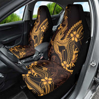 Gold Black Aloha Hawaii Car Seat Cover Polynesian Shark Tattoo With Plumeria LT14 - Polynesian Pride