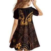 Gold Black Aloha Hawaii Family Matching Puletasi and Hawaiian Shirt Polynesian Shark Tattoo With Plumeria LT14 - Polynesian Pride