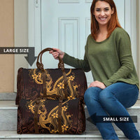 Gold Black Aloha Hawaii Travel Bag Polynesian Shark Tattoo With Plumeria - Polynesian Pride