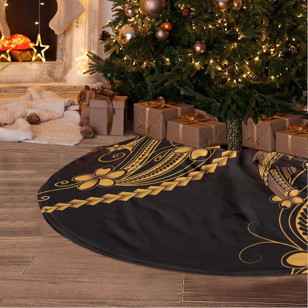 Gold Black Aloha Hawaii Tree Skirt Polynesian Shark Tattoo With Plumeria LT14 - Polynesian Pride