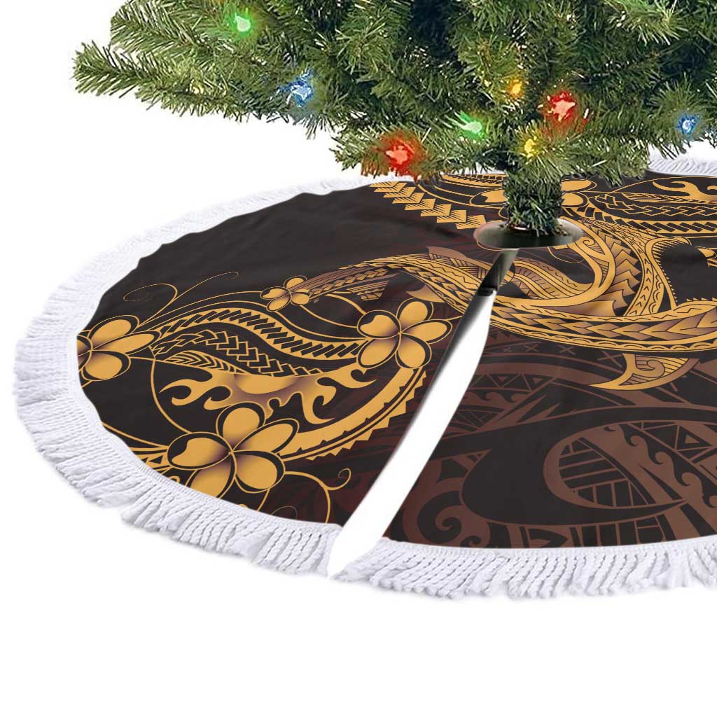 Gold Black Aloha Hawaii Tree Skirt Polynesian Shark Tattoo With Plumeria LT14 - Polynesian Pride