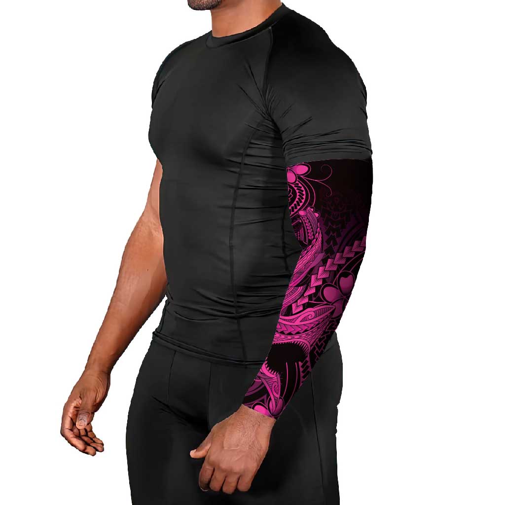 Pink Black Aloha Hawaii Arm Sleeves Polynesian Shark Tattoo With Plumeria - Polynesian Pride