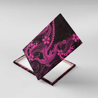 Pink Black Aloha Hawaii Canvas Wall Art Polynesian Shark Tattoo With Plumeria - Polynesian Pride