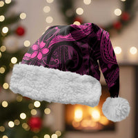 Pink Black Aloha Hawaii Christmas Santa Hat Polynesian Shark Tattoo With Plumeria - Polynesian Pride