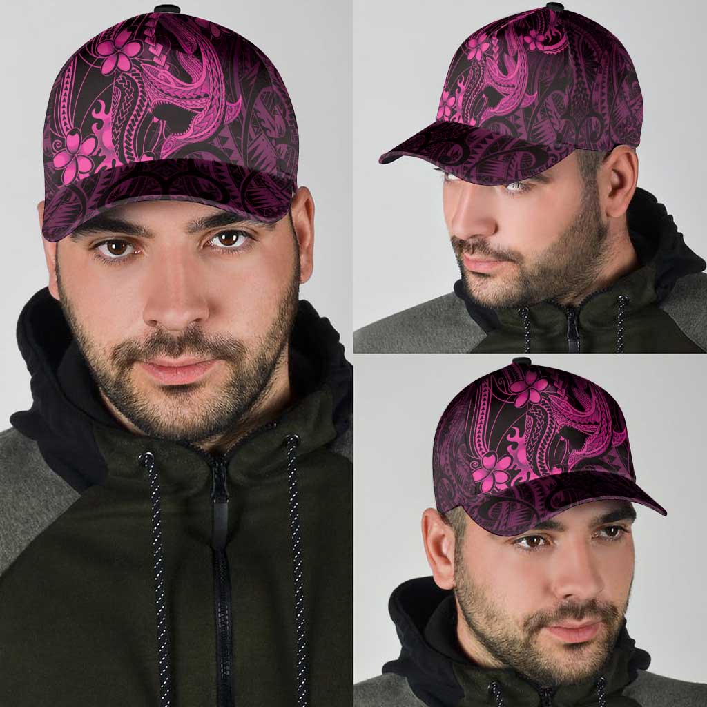 Pink Black Aloha Hawaii Classic Cap Polynesian Shark Tattoo With Plumeria - Polynesian Pride