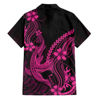 Pink Black Aloha Hawaii Family Matching Long Sleeve Bodycon Dress and Hawaiian Shirt Polynesian Shark Tattoo With Plumeria LT14 - Polynesian Pride