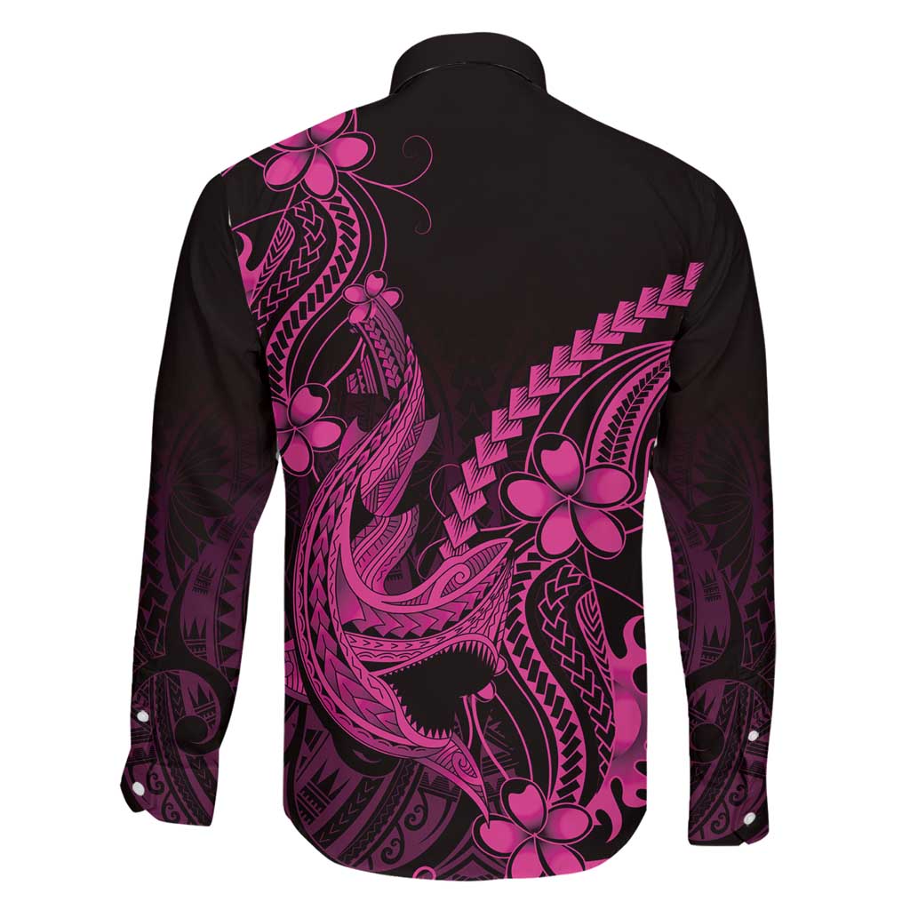 Pink Black Aloha Hawaii Family Matching Summer Maxi Dress and Hawaiian Shirt Polynesian Shark Tattoo With Plumeria LT14 - Polynesian Pride