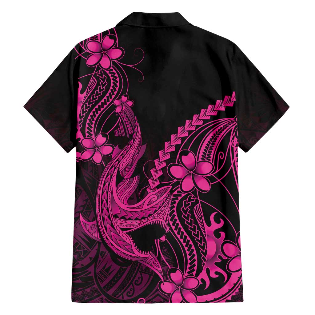 Pink Black Aloha Hawaii Family Matching Tank Maxi Dress and Hawaiian Shirt Polynesian Shark Tattoo With Plumeria LT14 - Polynesian Pride