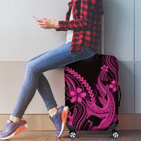 Pink Black Aloha Hawaii Luggage Cover Polynesian Shark Tattoo With Plumeria - Polynesian Pride