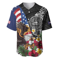 United States and American Samoa Baseball Jersey USA Flag Eagle With Seal Tropical Flowers
