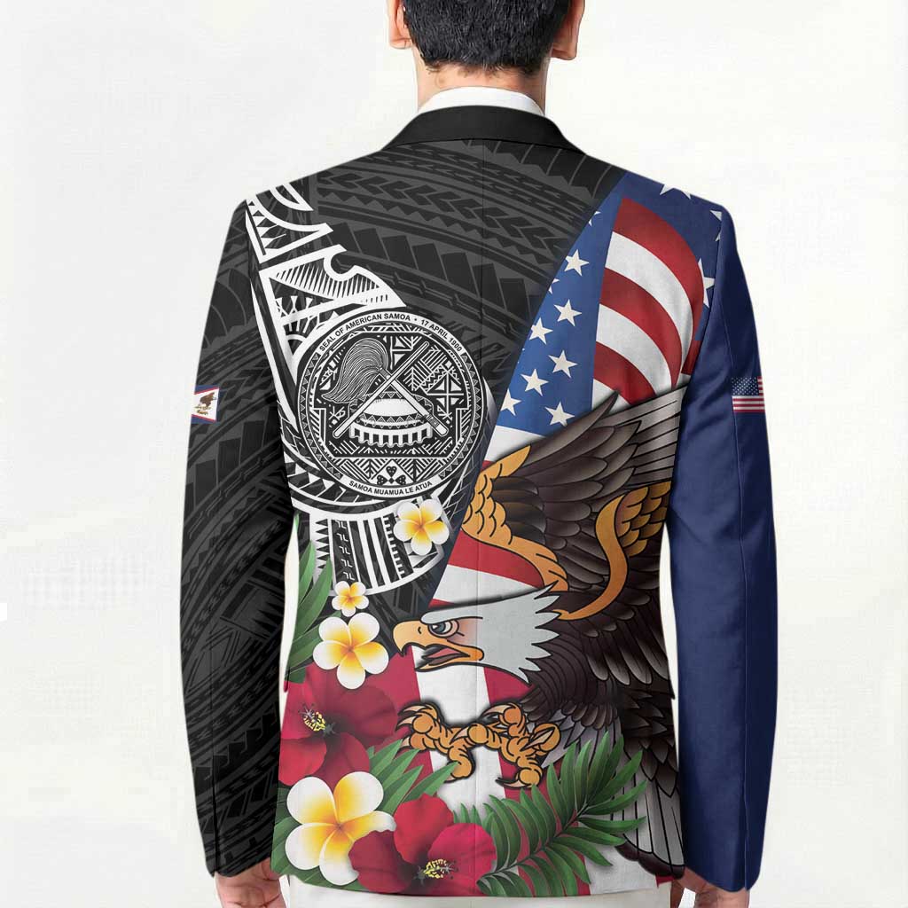 United States and American Samoa Blazer USA Flag Eagle With Seal Tropical Flowers