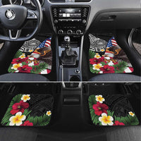 United States and American Samoa Car Mats USA Flag Eagle With Seal Tropical Flowers