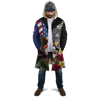 United States and American Samoa Cloak USA Flag Eagle With Seal Tropical Flowers