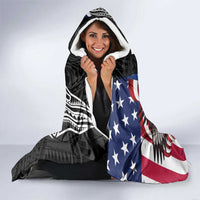 United States and American Samoa Hooded Blanket USA Flag Eagle With Seal Tropical Flowers