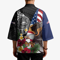 United States and American Samoa Kimono USA Flag Eagle With Seal Tropical Flowers