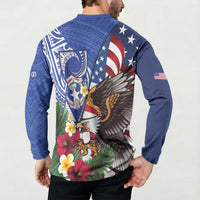 United States and Northern Mariana Islands Button Sweatshirt USA Flag Eagle CNMI Latte Stone Tropical Flowers