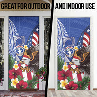 United States and Northern Mariana Islands Door Cover USA Flag Eagle CNMI Latte Stone Tropical Flowers LT14 - Polynesian Pride