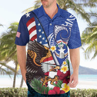 United States and Northern Mariana Islands Hawaiian Shirt USA Flag Eagle CNMI Latte Stone Tropical Flowers LT14 - Polynesian Pride