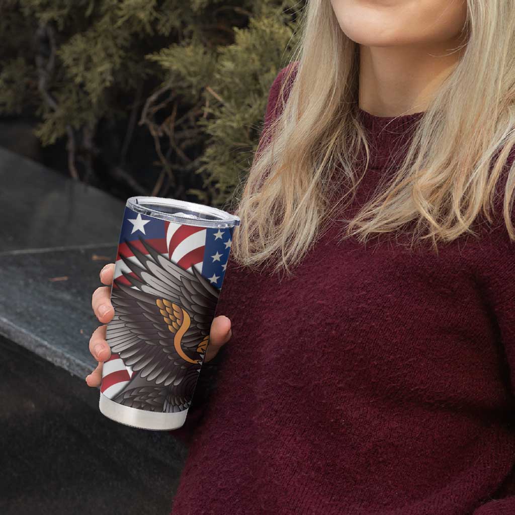 United States and Northern Mariana Islands Tumbler Cup USA Flag Eagle CNMI Latte Stone Tropical Flowers LT14 - Polynesian Pride