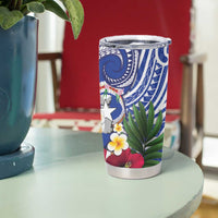 United States and Northern Mariana Islands Tumbler Cup USA Flag Eagle CNMI Latte Stone Tropical Flowers LT14 - Polynesian Pride