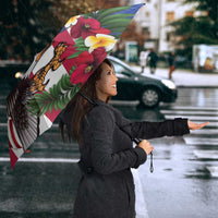 United States and Northern Mariana Islands Umbrella USA Flag Eagle CNMI Latte Stone Tropical Flowers