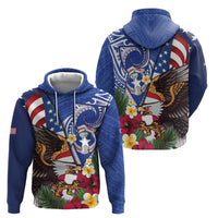 United States and Northern Mariana Islands Zip Hoodie USA Flag Eagle CNMI Latte Stone Tropical Flowers LT14 - Polynesian Pride