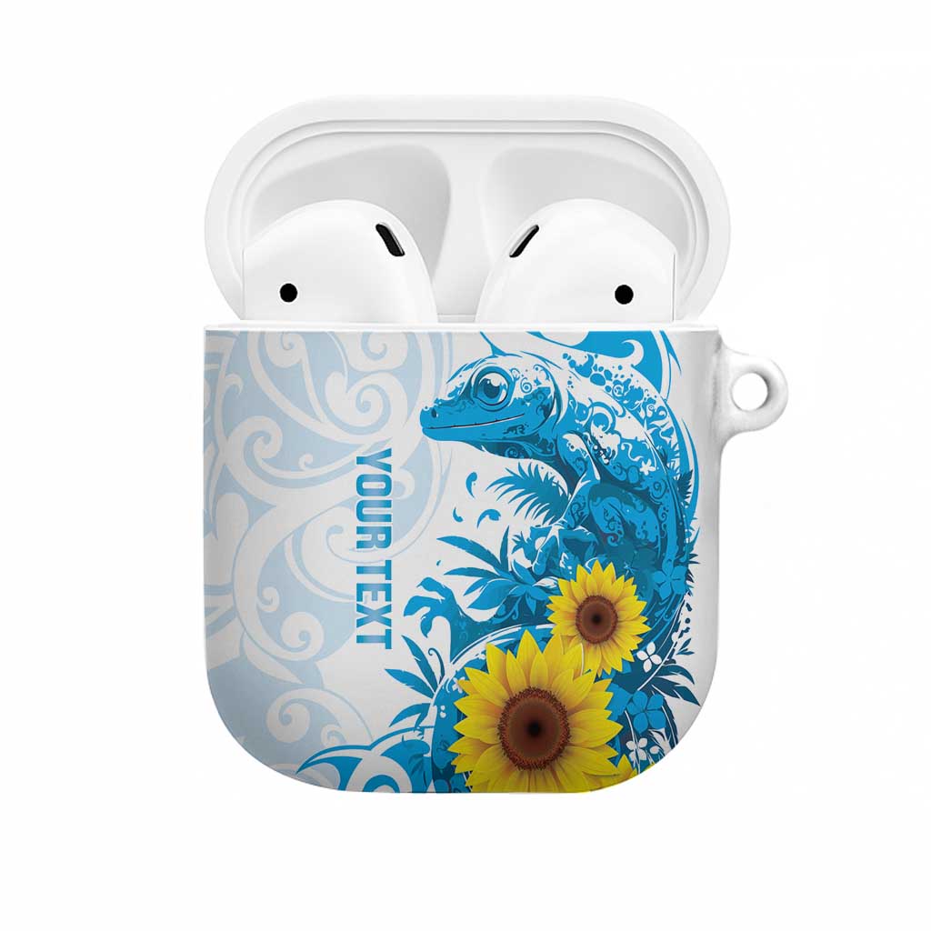 New Zealand Autism Awareness Month AirPods Case Takiwatanga Maori Lizard With Sunflower - Polynesian Pride