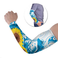 New Zealand Autism Awareness Month Arm Sleeves Takiwatanga Maori Lizard With Sunflower - Polynesian Pride