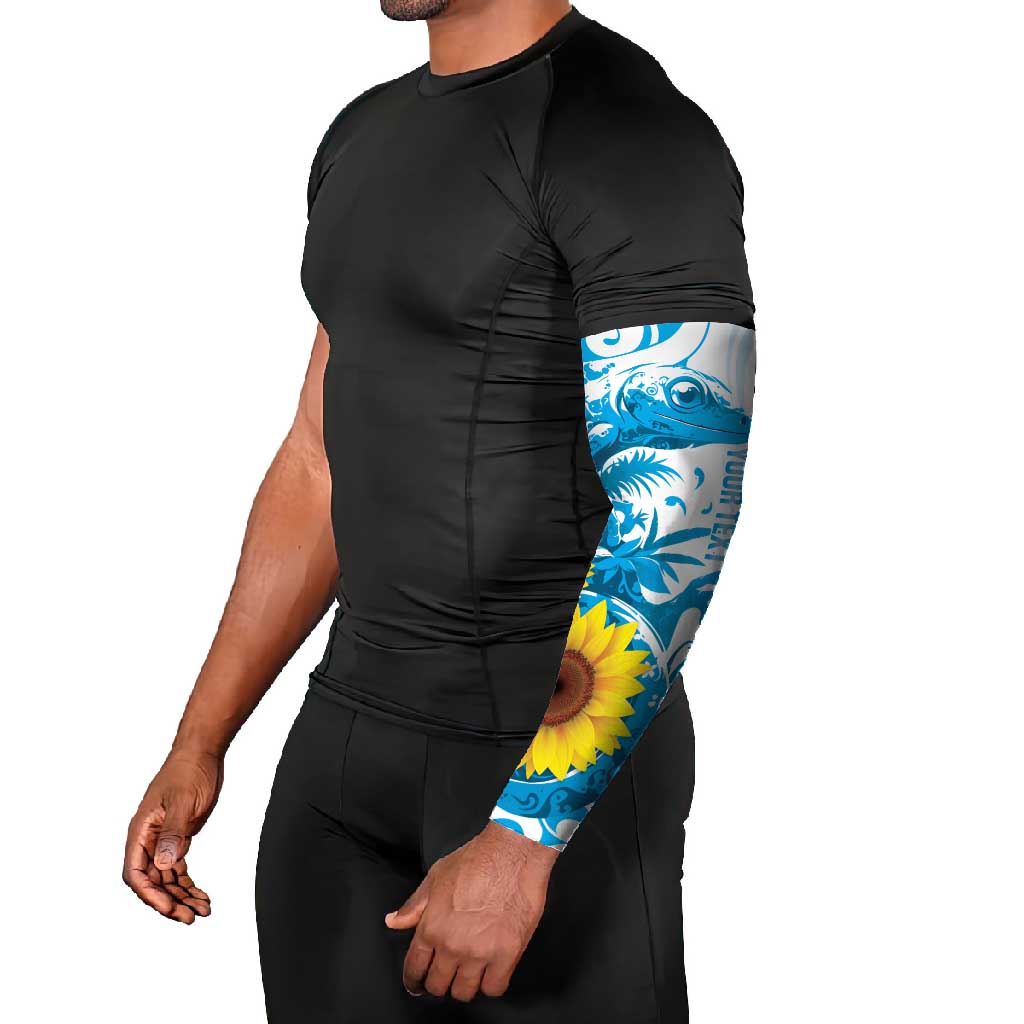 New Zealand Autism Awareness Month Arm Sleeves Takiwatanga Maori Lizard With Sunflower - Polynesian Pride