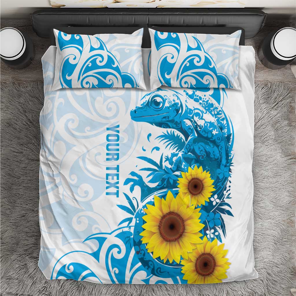 New Zealand Autism Awareness Month Bedding Set Takiwatanga Maori Lizard With Sunflower