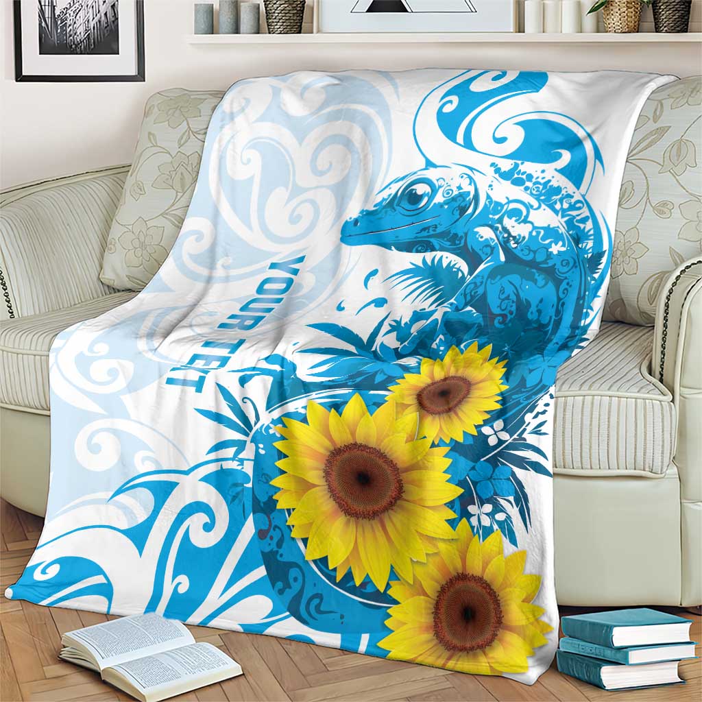 New Zealand Autism Awareness Month Blanket Takiwatanga Maori Lizard With Sunflower