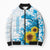 New Zealand Autism Awareness Month Bomber Puffer Jacket Takiwatanga Maori Lizard With Sunflower - Polynesian Pride