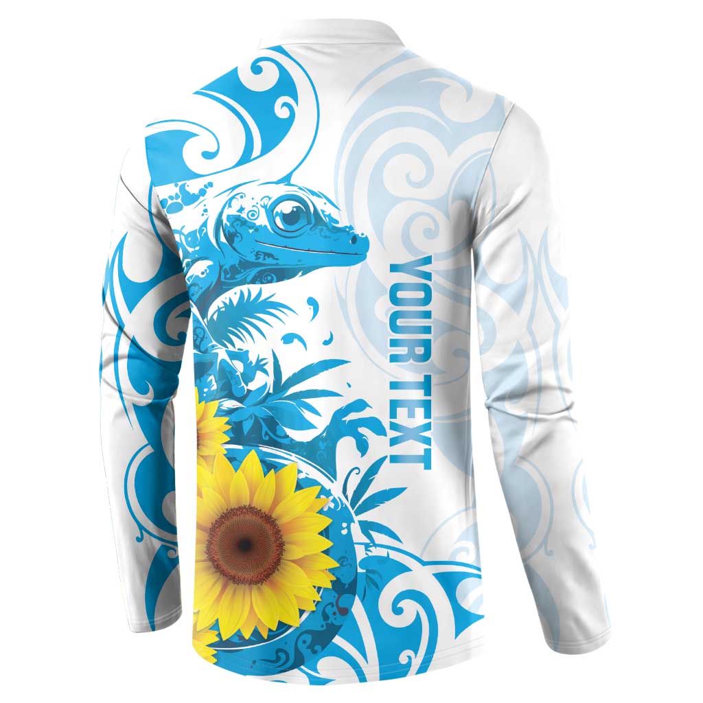 New Zealand Autism Awareness Month Button Sweatshirt Takiwatanga Maori Lizard With Sunflower