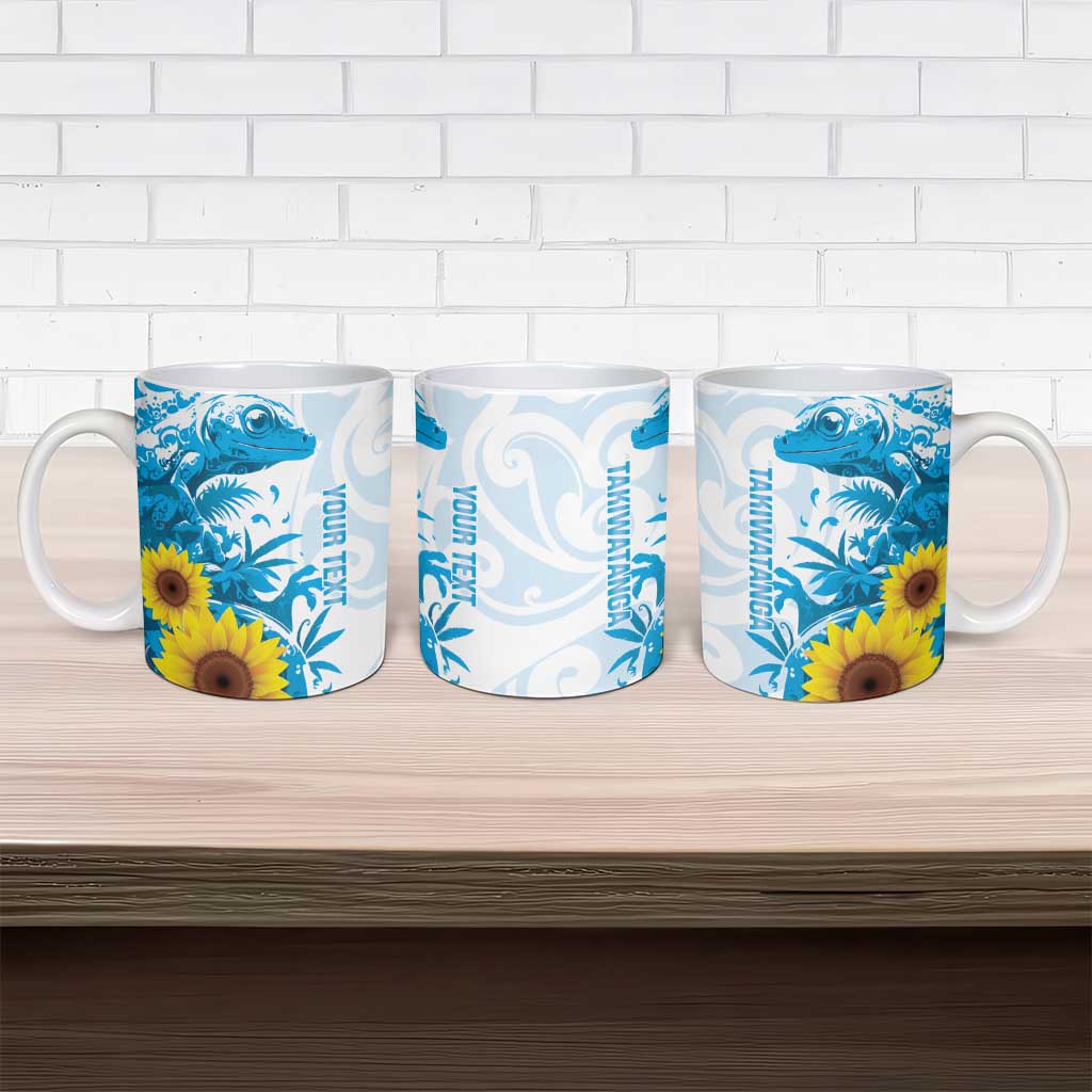 New Zealand Autism Awareness Month Ceramic Mug Takiwatanga Maori Lizard With Sunflower - Polynesian Pride