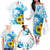 New Zealand Autism Awareness Month Family Matching Off The Shoulder Long Sleeve Dress and Hawaiian Shirt Takiwatanga Maori Lizard With Sunflower