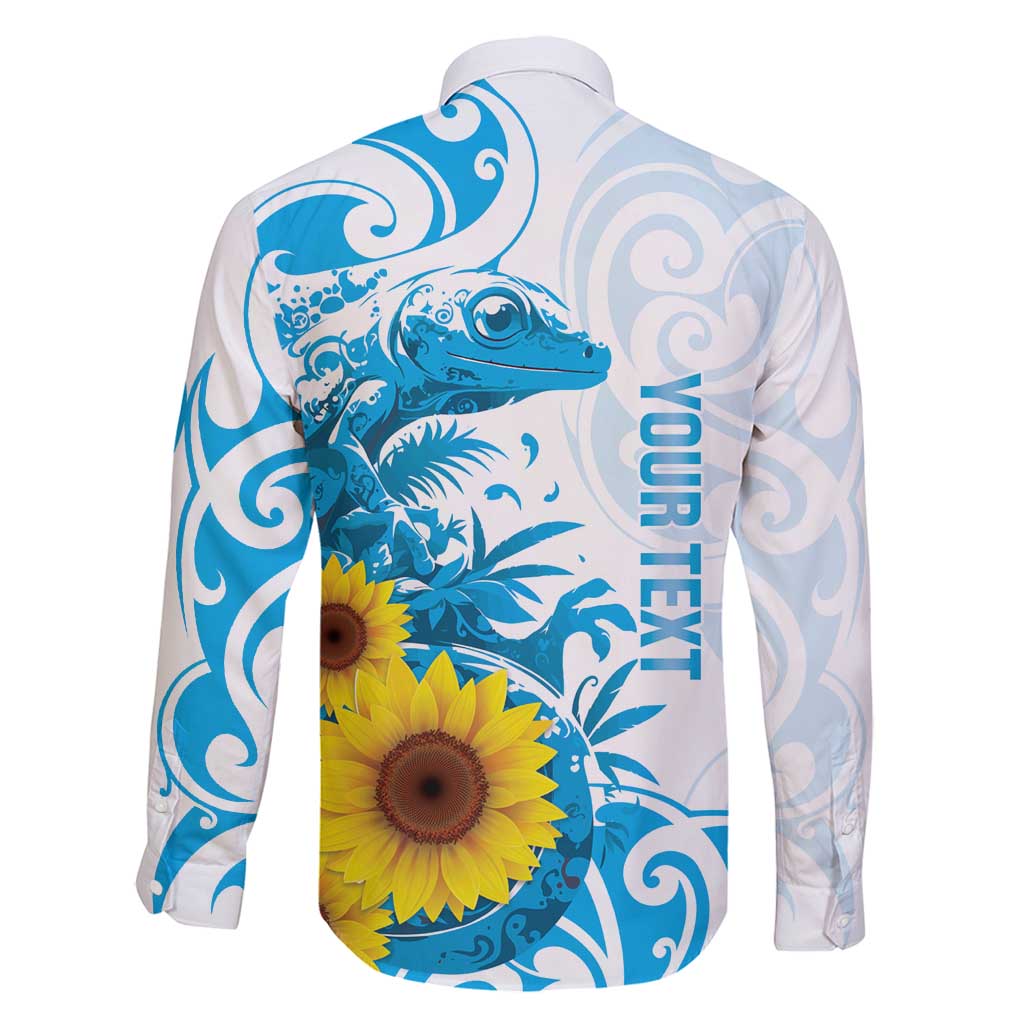 New Zealand Autism Awareness Month Family Matching Puletasi and Hawaiian Shirt Takiwatanga Maori Lizard With Sunflower LT14 - Polynesian Pride