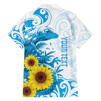 New Zealand Autism Awareness Month Family Matching Summer Maxi Dress and Hawaiian Shirt Takiwatanga Maori Lizard With Sunflower