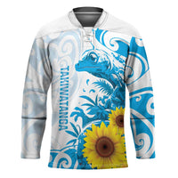 New Zealand Autism Awareness Month Hockey Jersey Takiwatanga Maori Lizard With Sunflower - Polynesian Pride